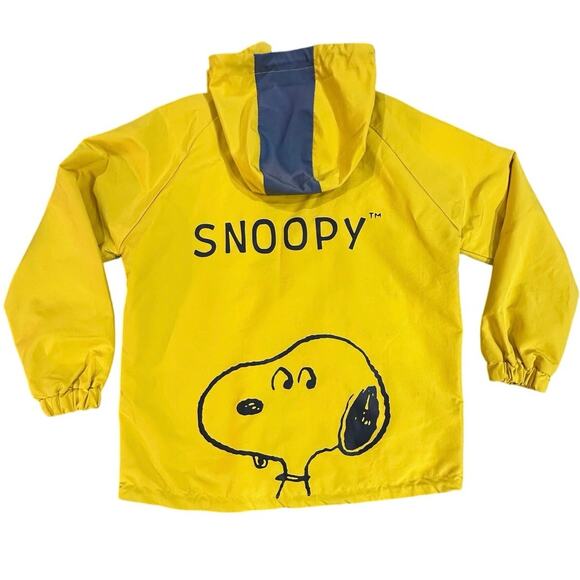 VTG Peanuts Worldwide Snoopy Yellow Boys Size 12 Large Hooded Raincoat Jacket - Picture 10 of 16